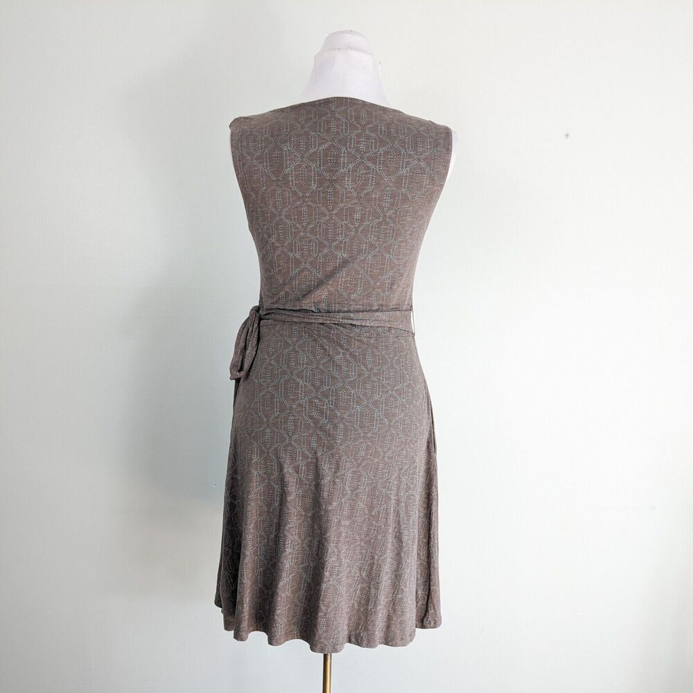 Toad & Co Faux Wrap Dress M Brown Mini Sleeveless Organic Cotton Knit Summer - Picture 3 of 9